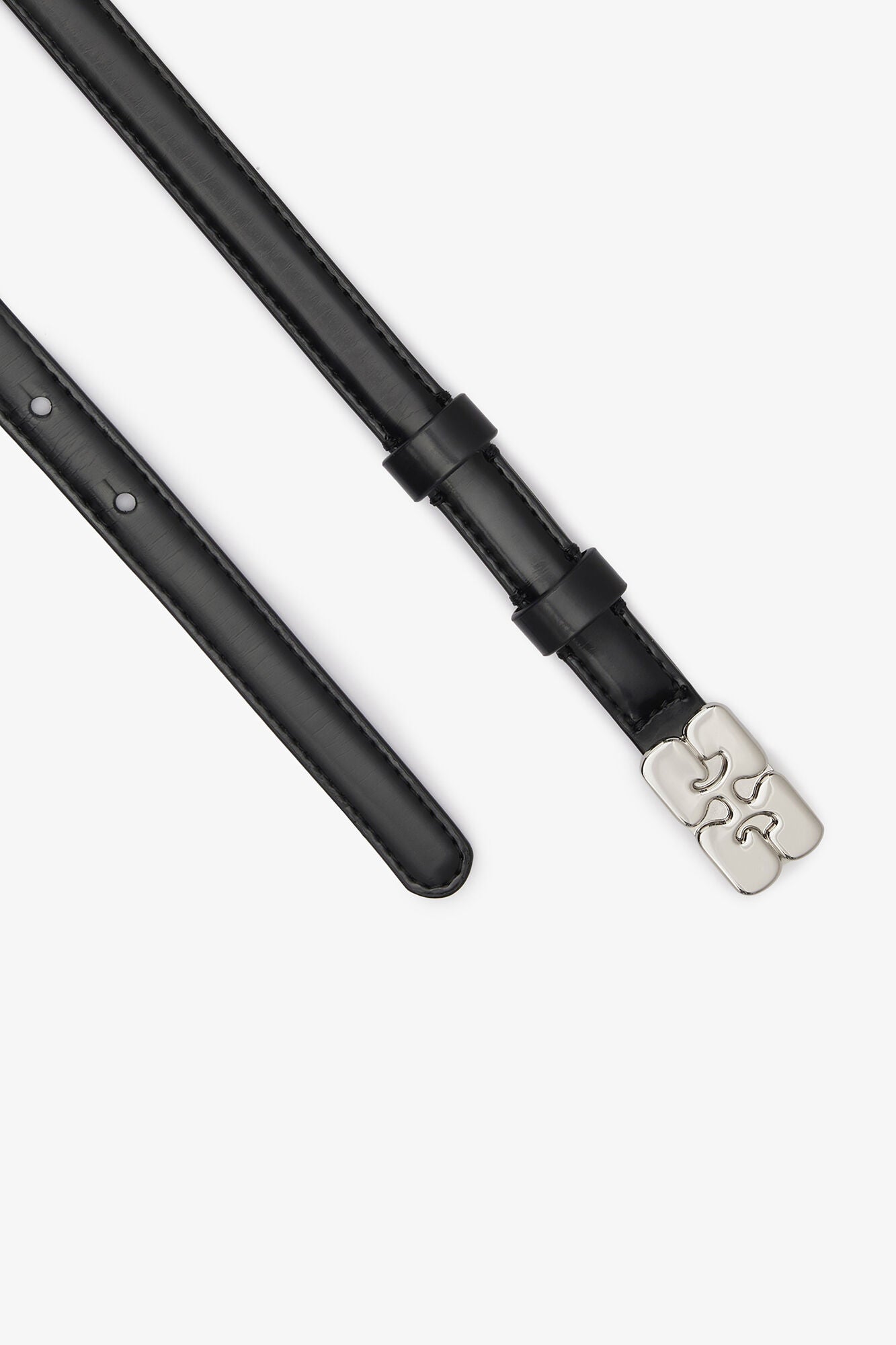 GANNI Outlet Kat Belt Small in Black Patent