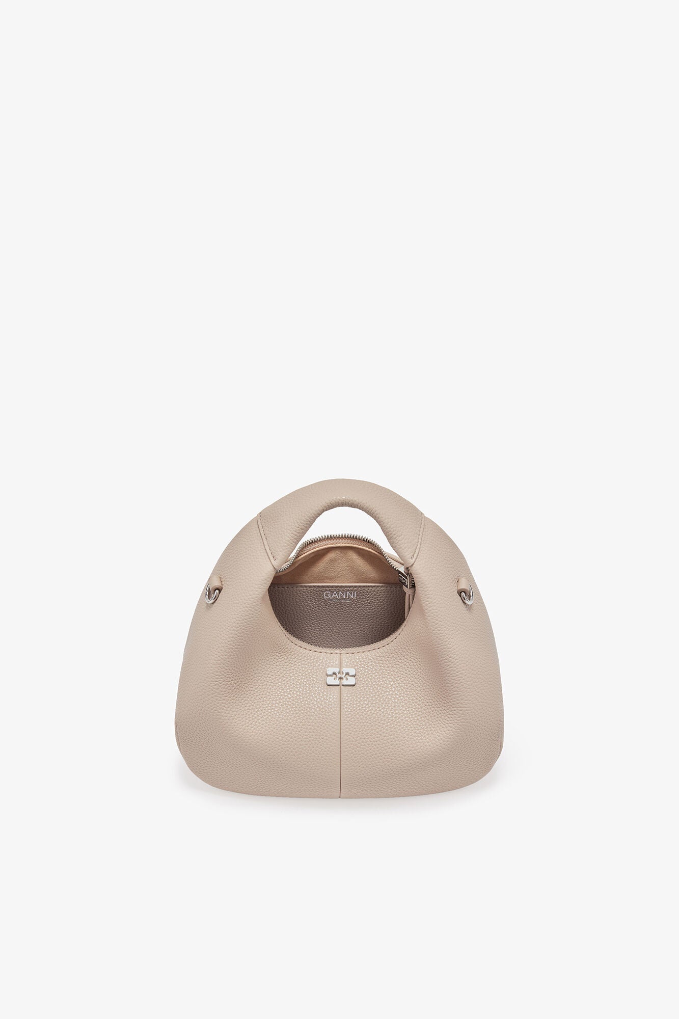 GANNI us White Pepper Light Grey Mini Hobo Bag