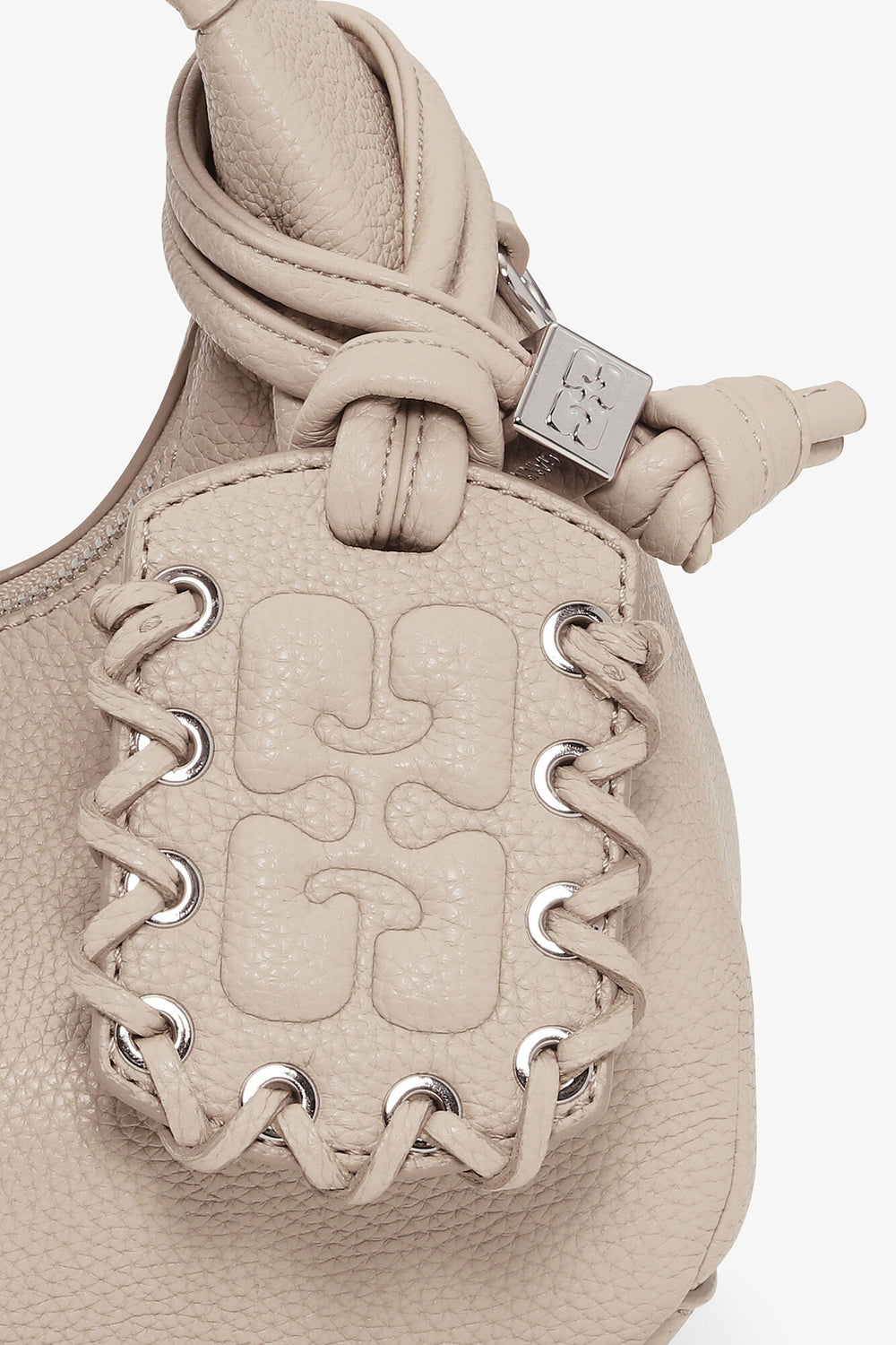 GANNI us White Pepper Light Grey Mini Hobo Bag