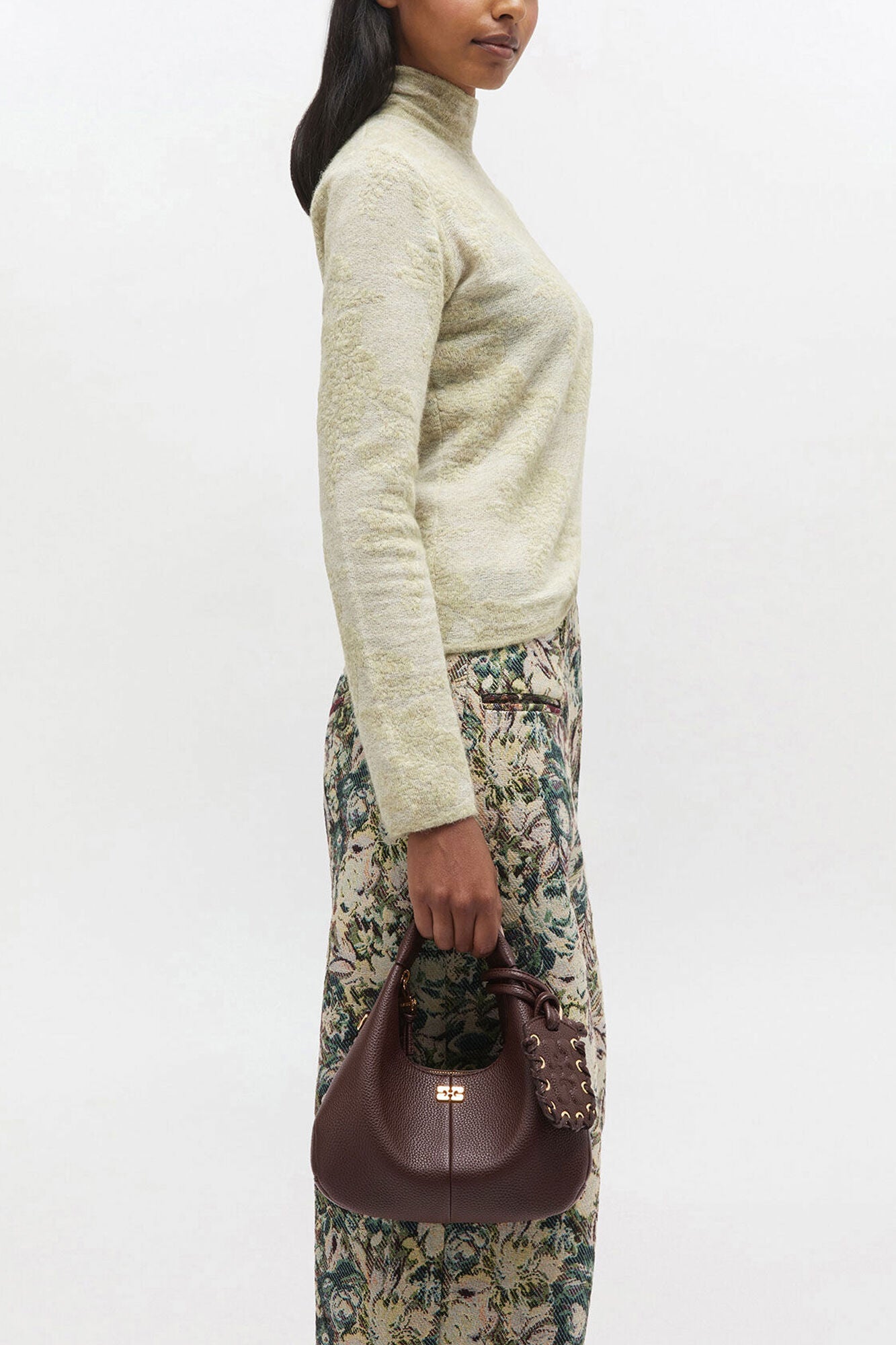 GANNI Online Chicory Coffee Brown Mini Hobo Bag