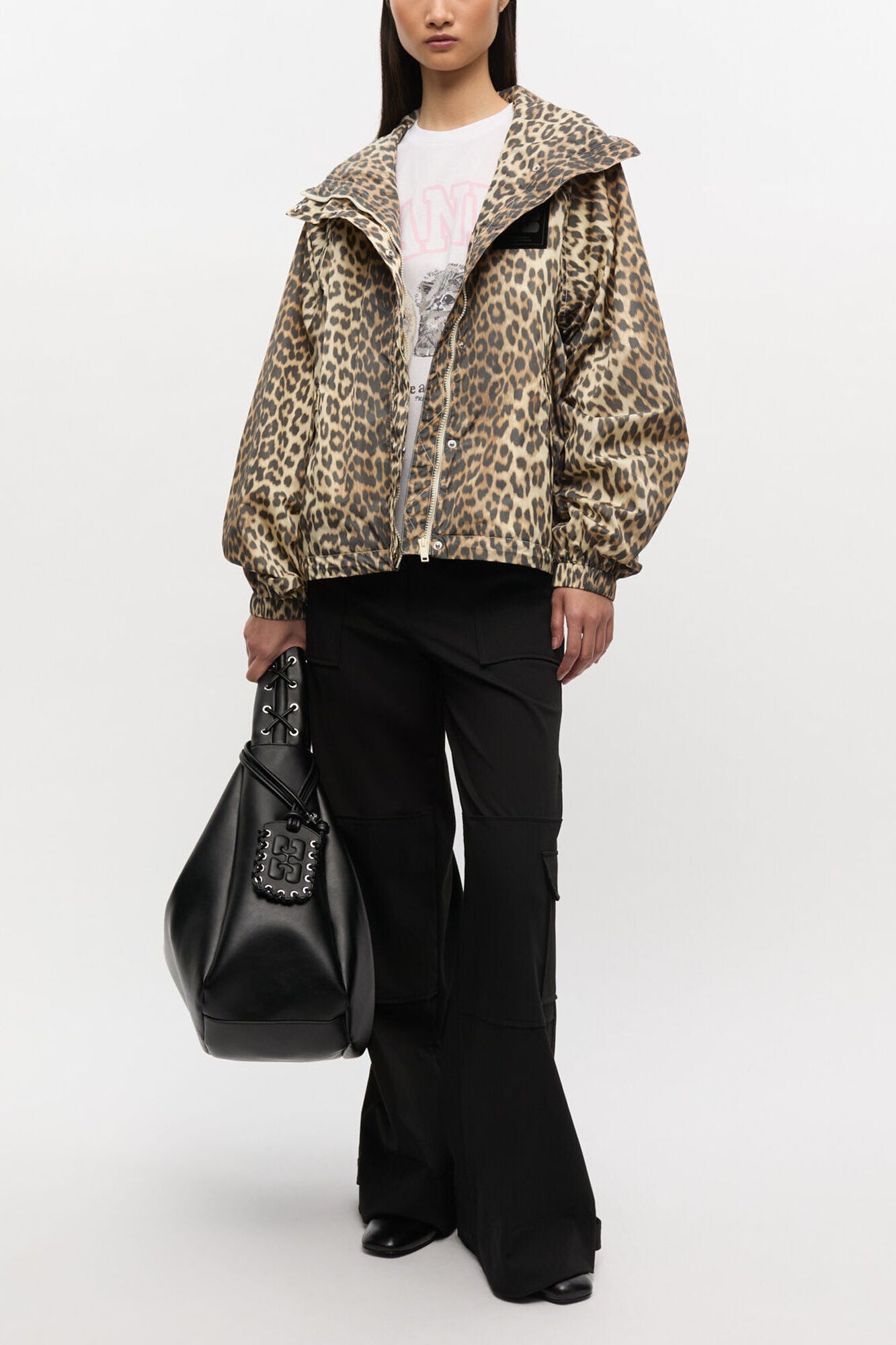 GANNI On Sale Leopard Print Nylon Jacket