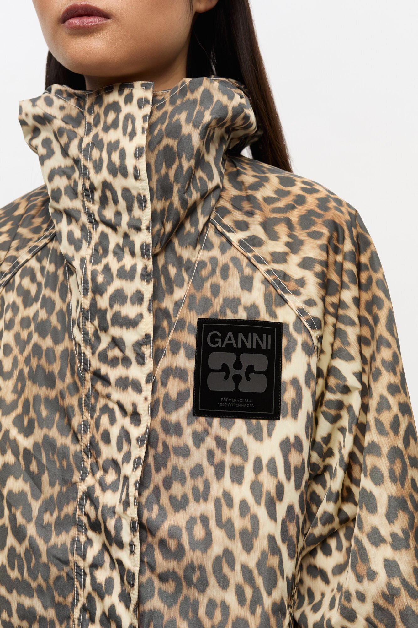 GANNI On Sale Leopard Print Nylon Jacket