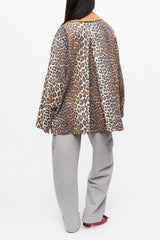 GANNI Online Leopard Printed Canvas Midi Jacket