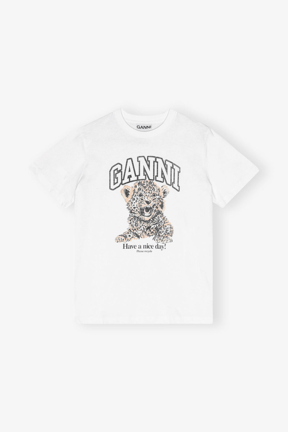 GANNI Sale White Basic Jersey Leopard Relaxed T-shirt