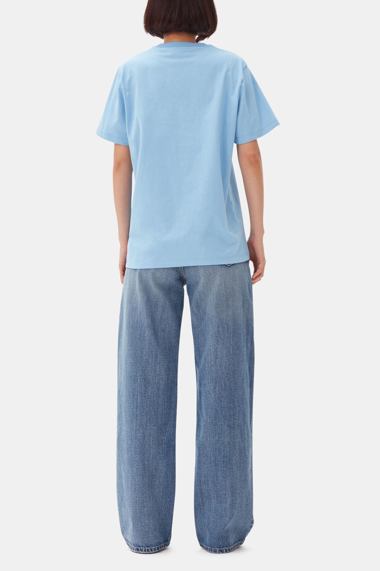 GANNI Discount Blue Relaxed Jersey Tiger T-shirt