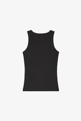 GANNI Discount Black Soft Cotton Rib Tank Top