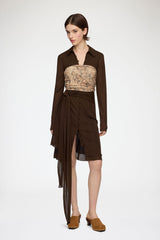 GANNI New Bandeau Top in Printed Marl Mesh