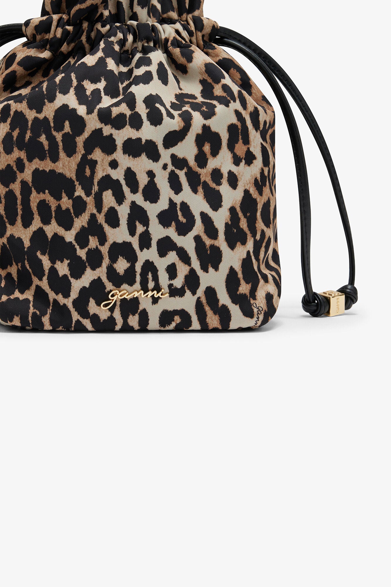 GANNI Sale Almond Milk Printed Bou Bucket Pouch in Leopard