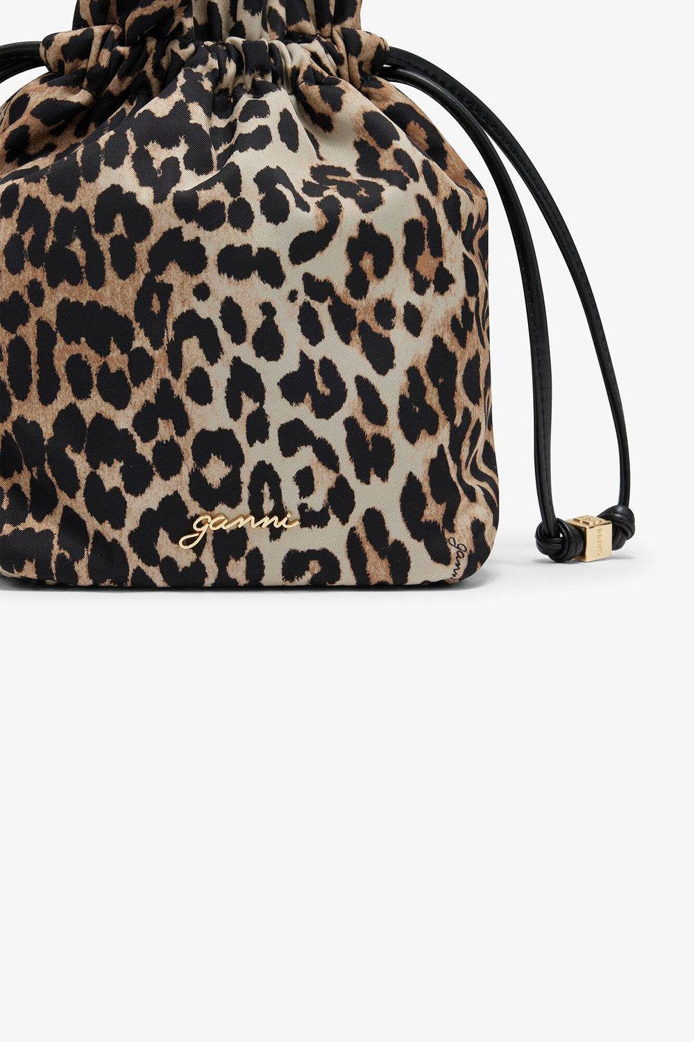 GANNI Sale Almond Milk Printed Bou Bucket Pouch in Leopard