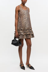 GANNI us Leopard Cotton Poplin Mini Dress