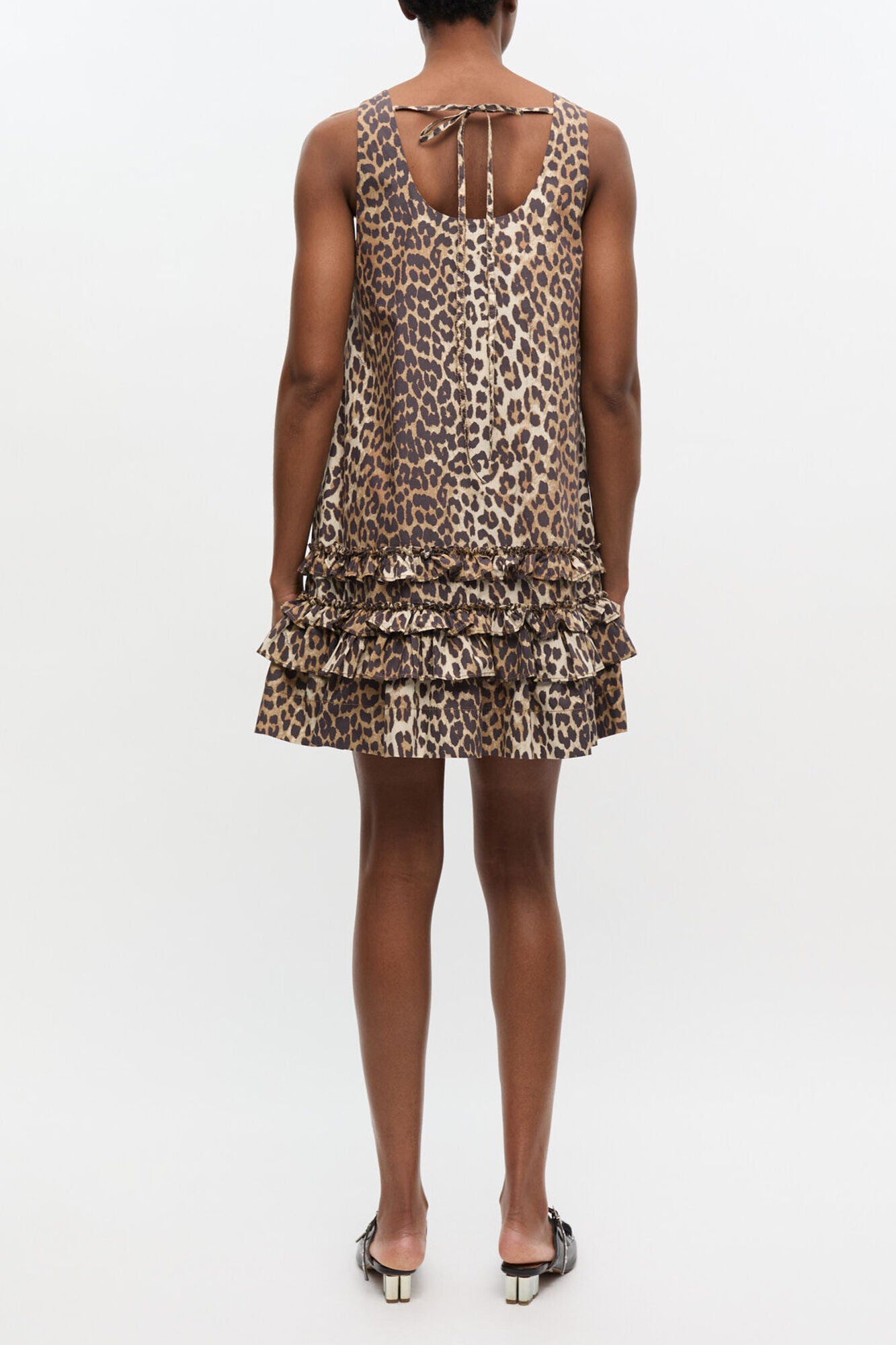 GANNI us Leopard Cotton Poplin Mini Dress