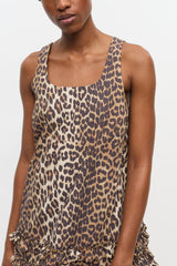 GANNI us Leopard Cotton Poplin Mini Dress