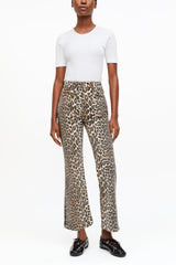 GANNI Online Betzy Cropped Jeans in Leopard Print