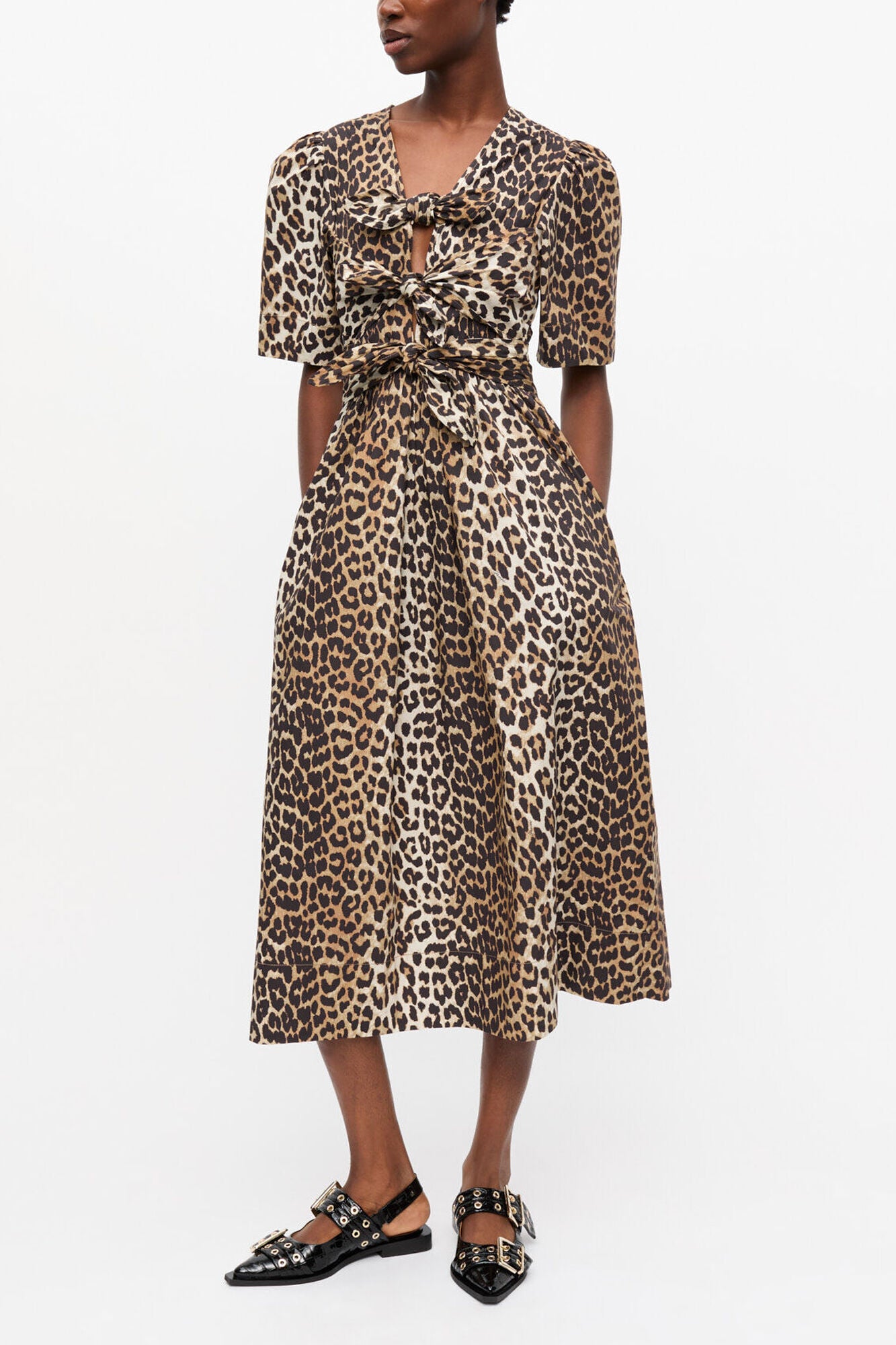 GANNI On Sale Leopard Printed Cotton Dress