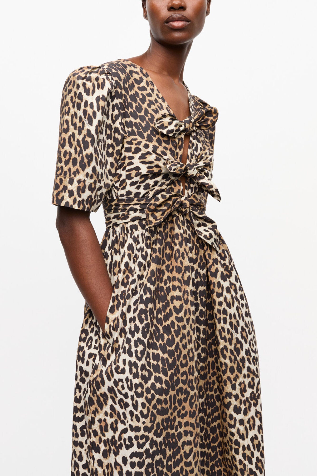 GANNI On Sale Leopard Printed Cotton Dress