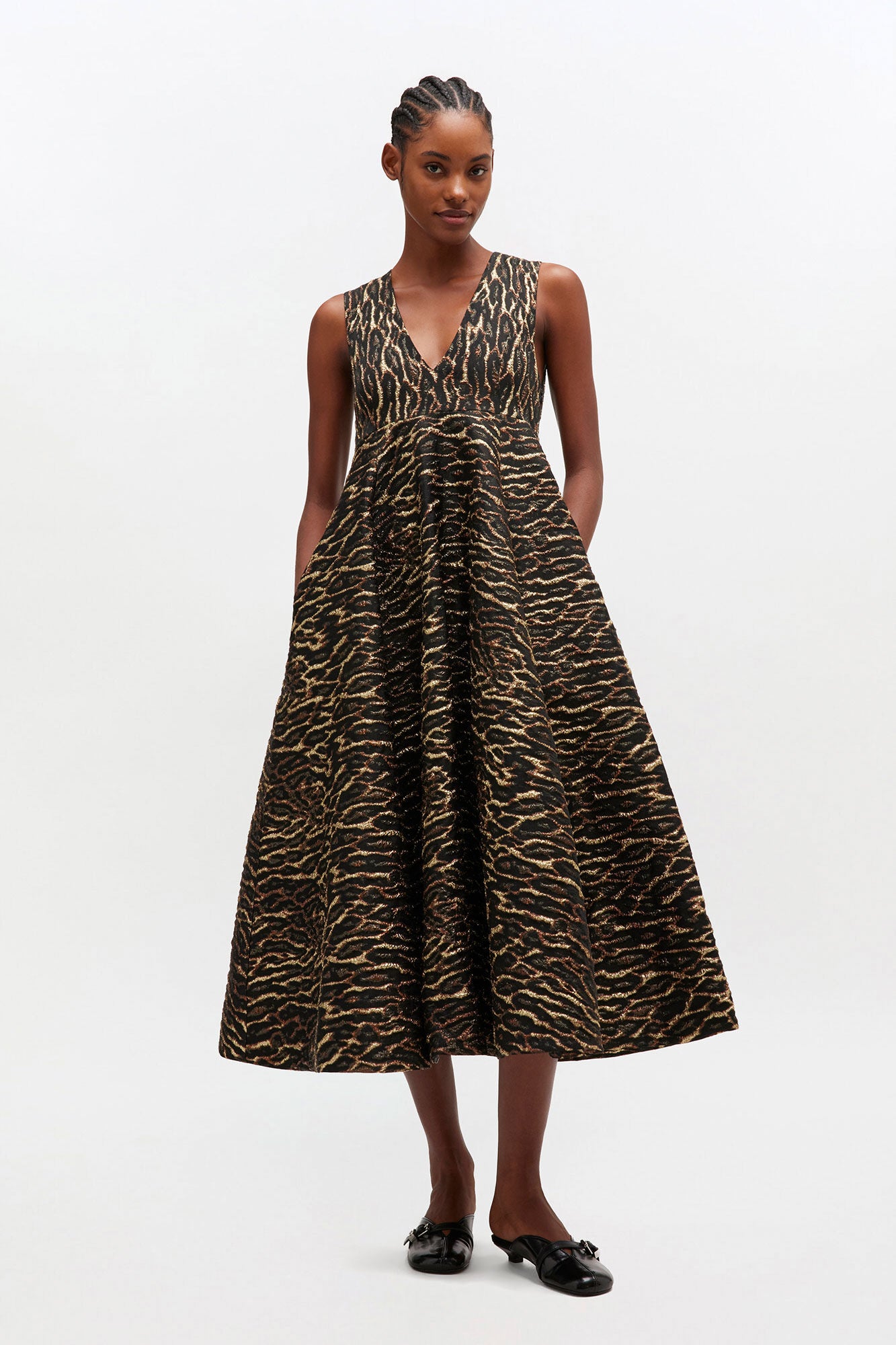 GANNI Hot Sale Metallic Cloque Long Dress