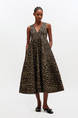 GANNI Hot Sale Metallic Cloque Long Dress