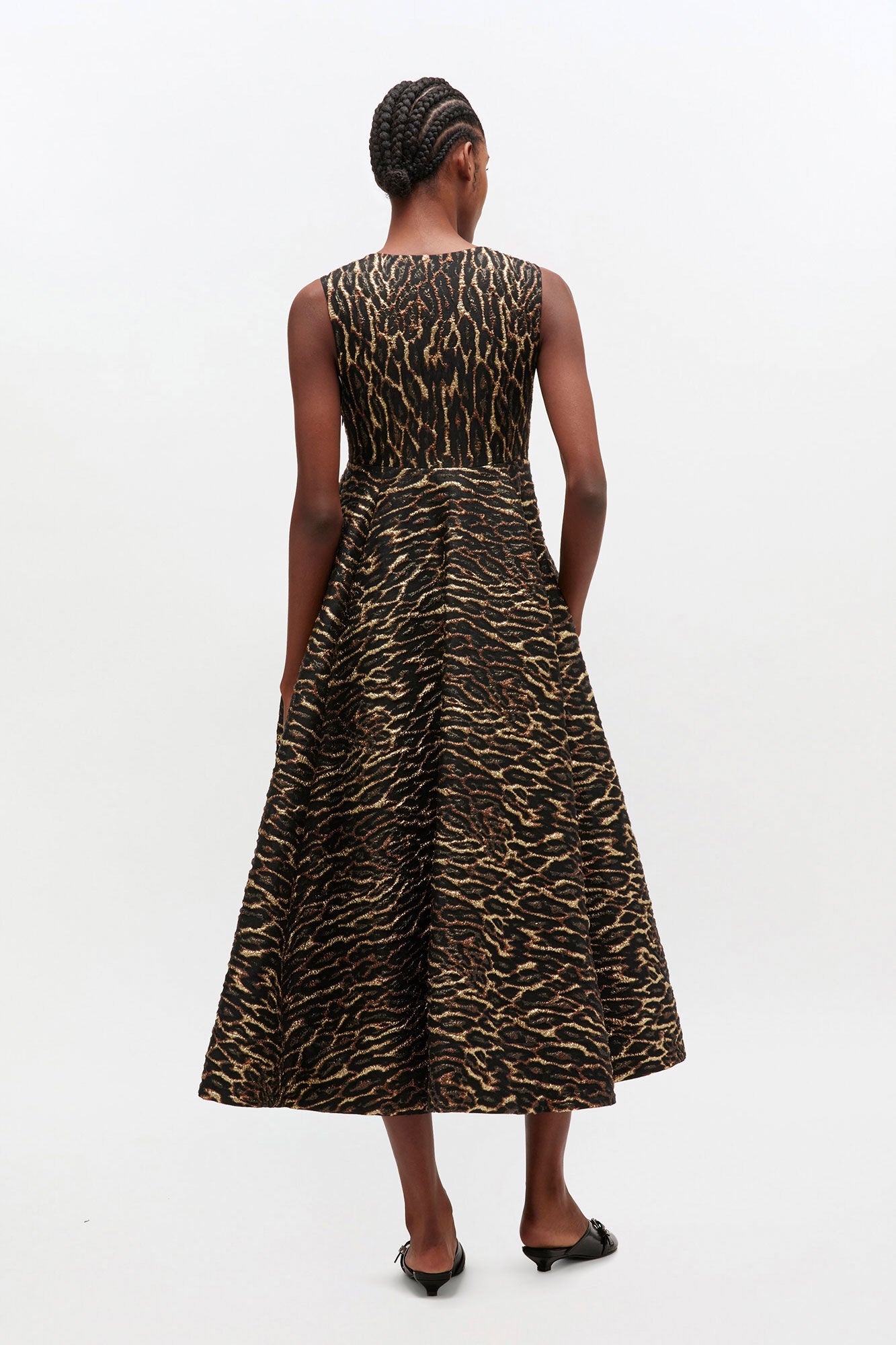GANNI Hot Sale Metallic Cloque Long Dress