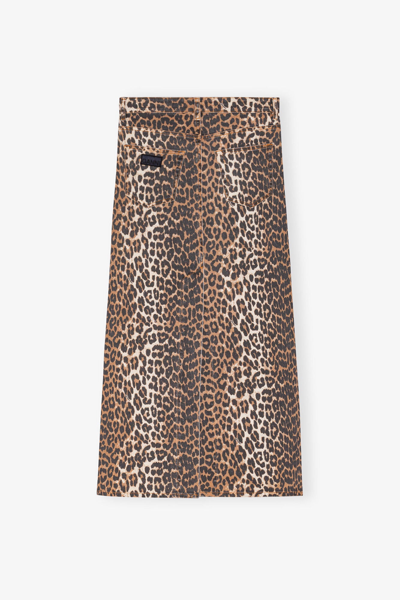 GANNI us Leopard Denim Maxi Slit Skirt
