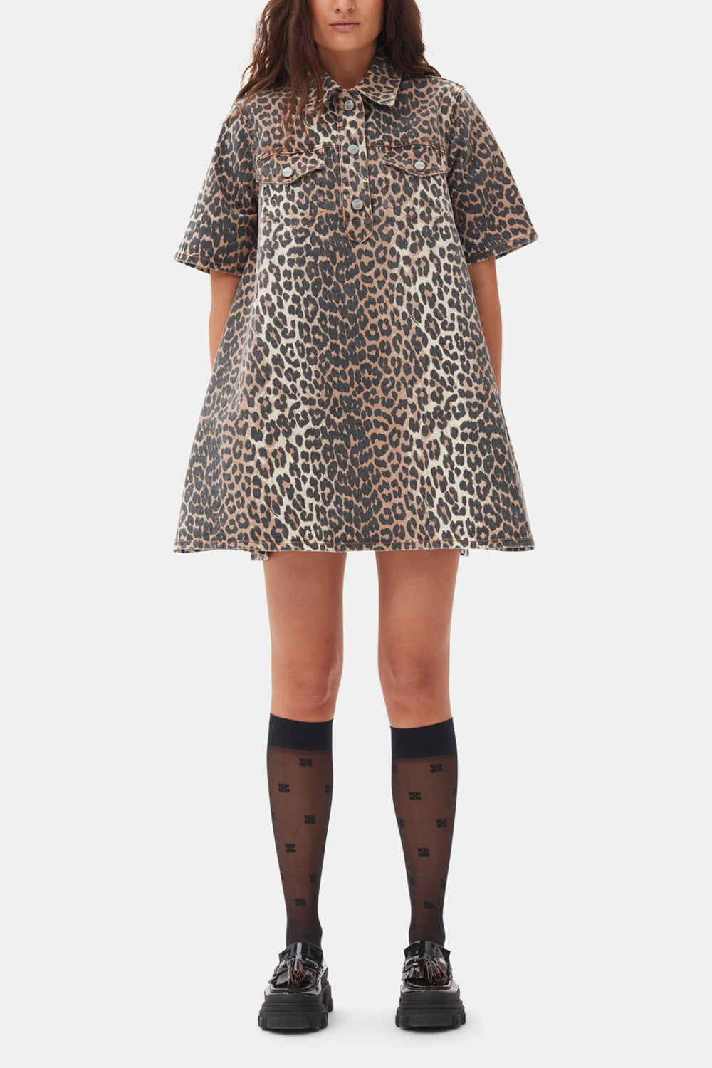 GANNI Online Leopard Mini Dress