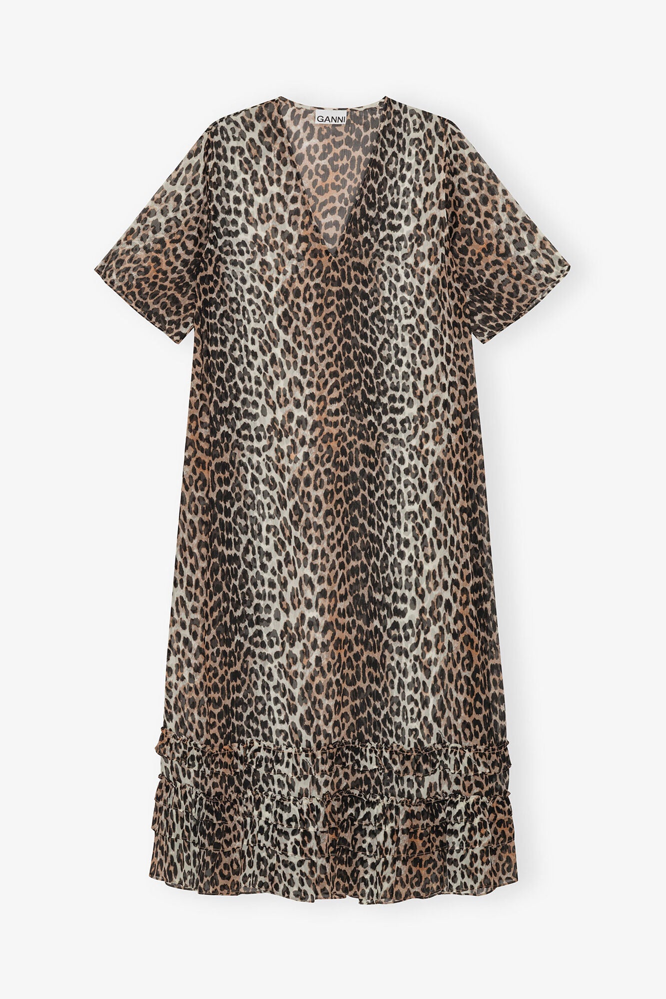 GANNI On Sale Leopard Chiffon Maxi Dress