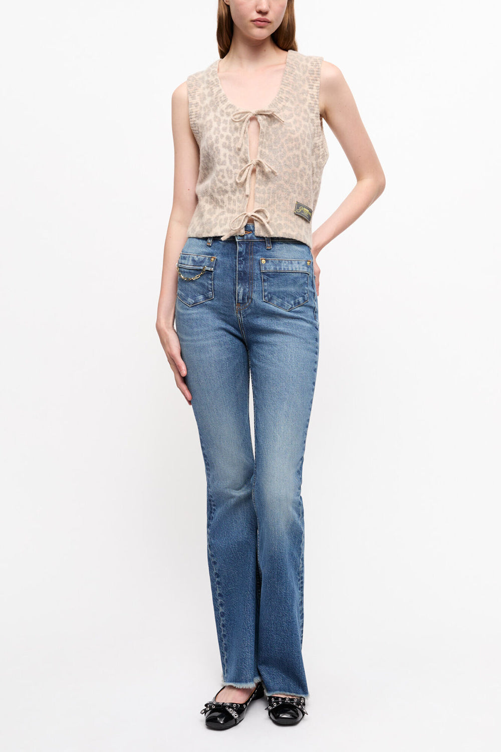 GANNI Outlet Leopard Tie String Vest