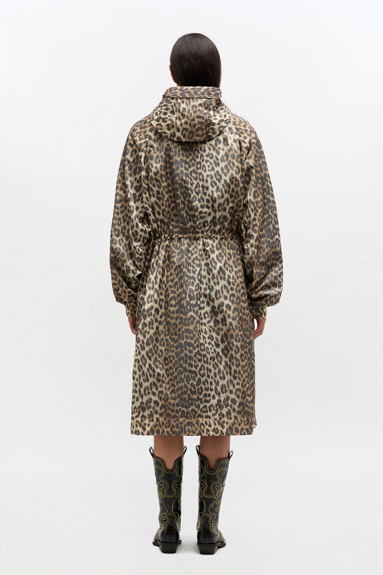 GANNI Online Leopard Nylon Parka Coat