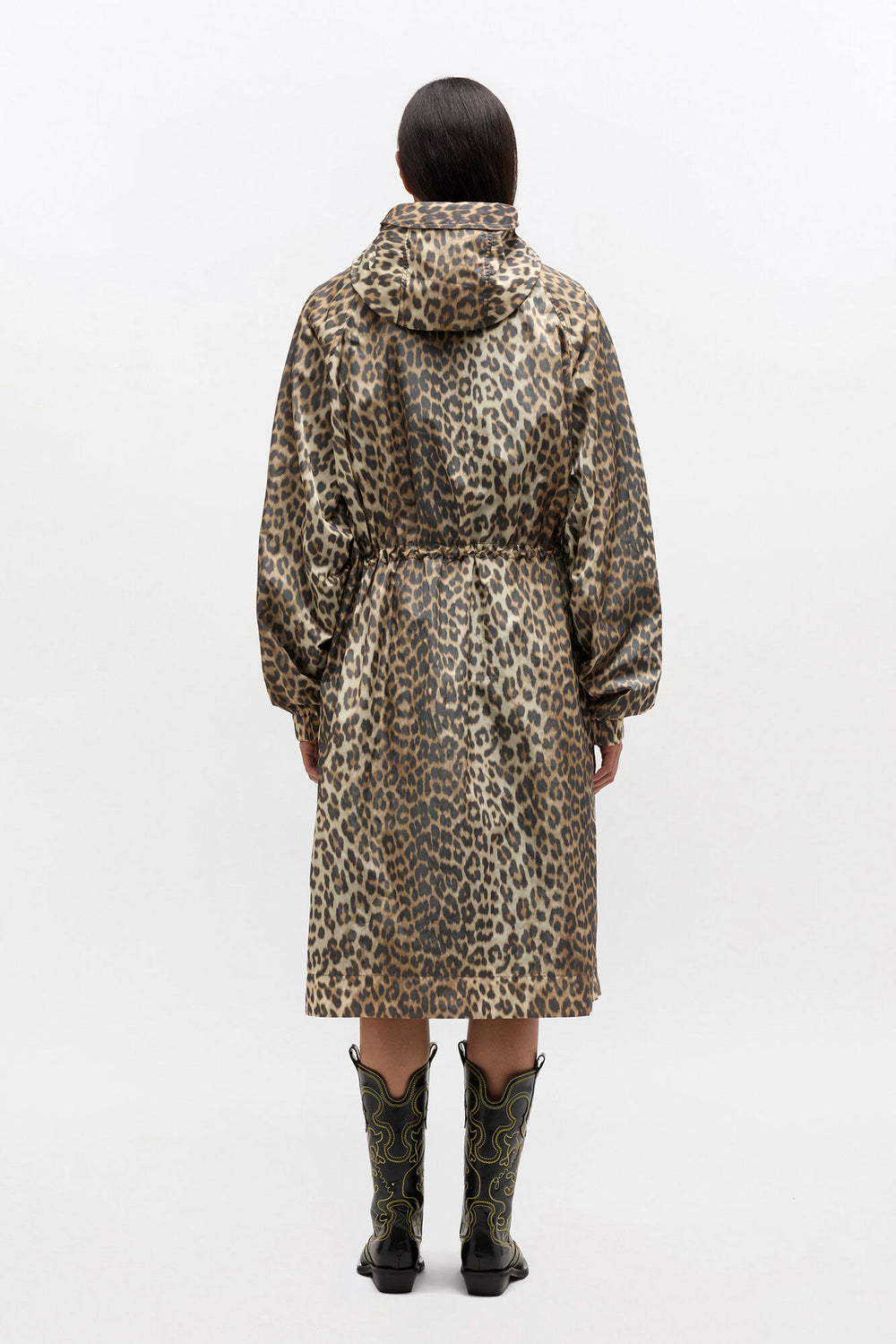 GANNI Online Leopard Nylon Parka Coat
