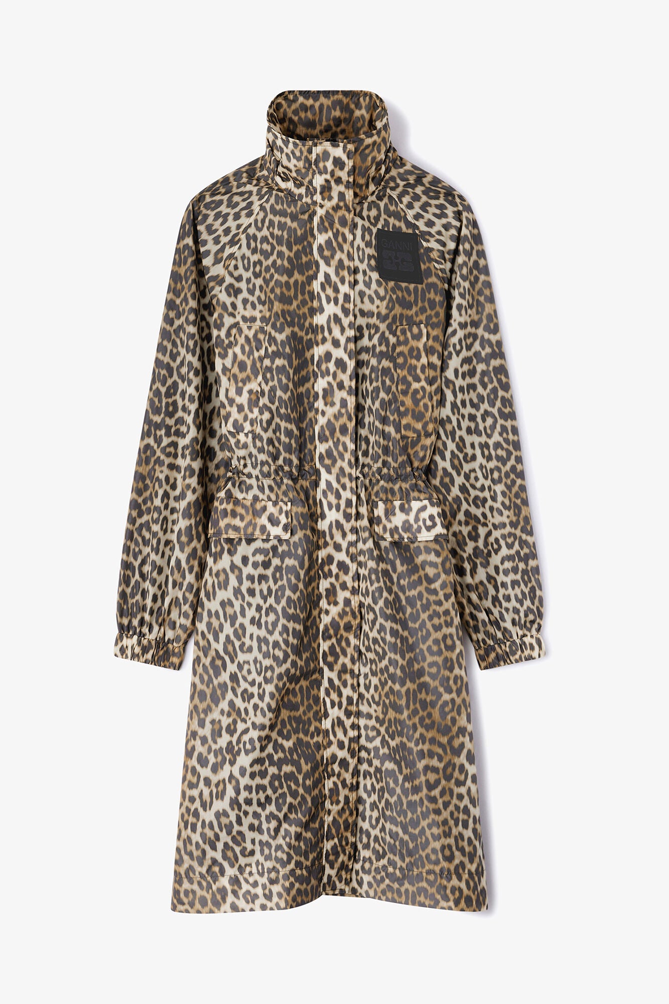 GANNI Online Leopard Nylon Parka Coat