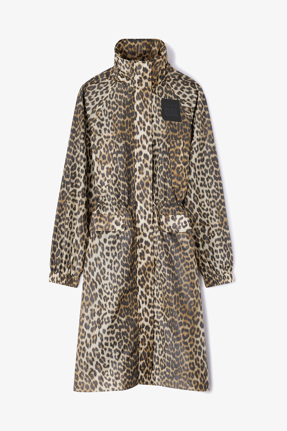 GANNI Online Leopard Nylon Parka Coat