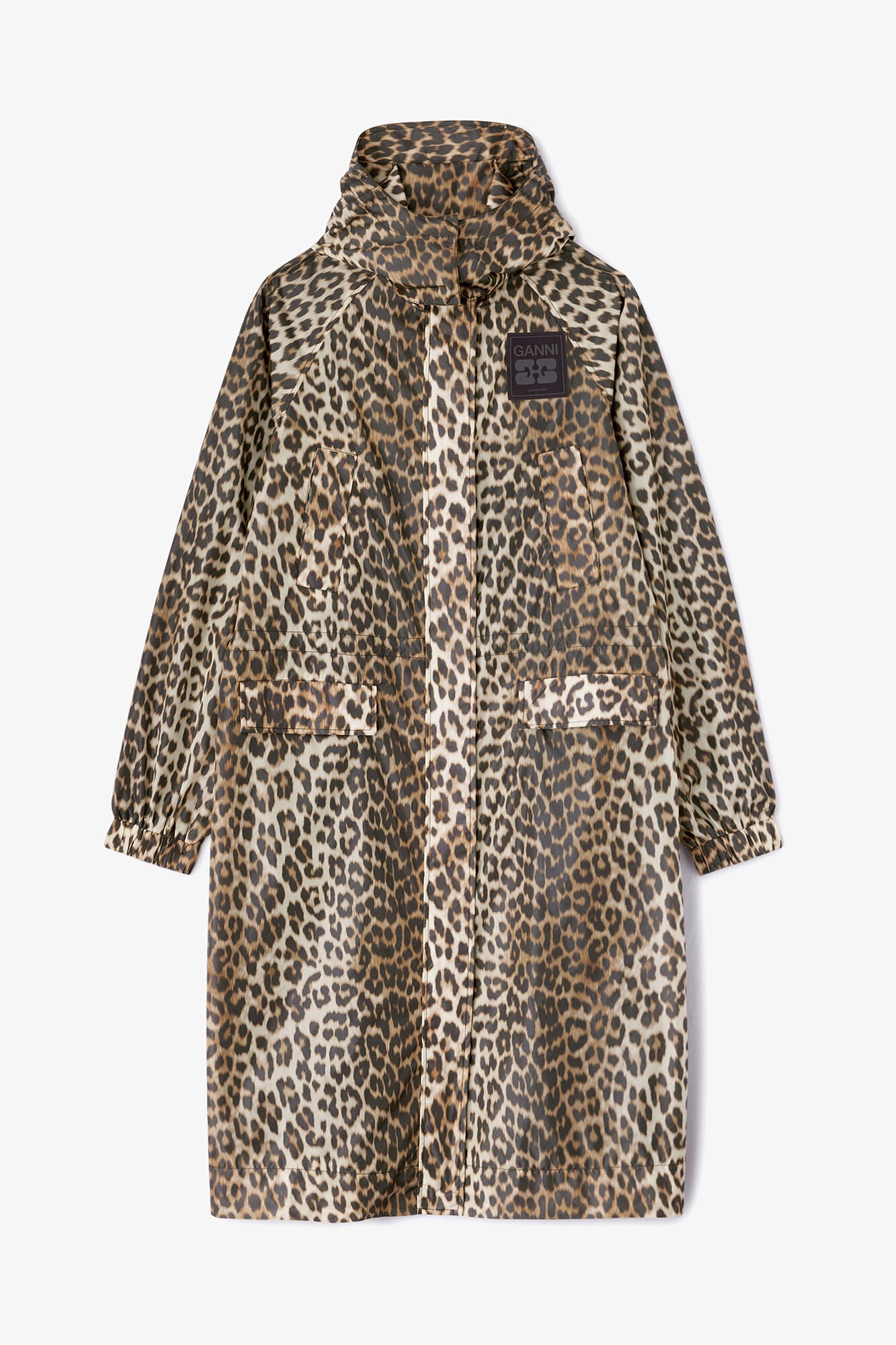GANNI Online Leopard Nylon Parka Coat