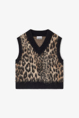 GANNI Discount Leopard V-neck Vest