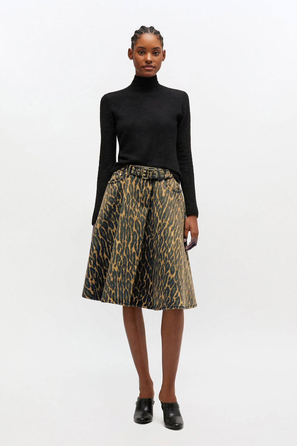 GANNI On Sale Leopard Denim Wrap Skirt