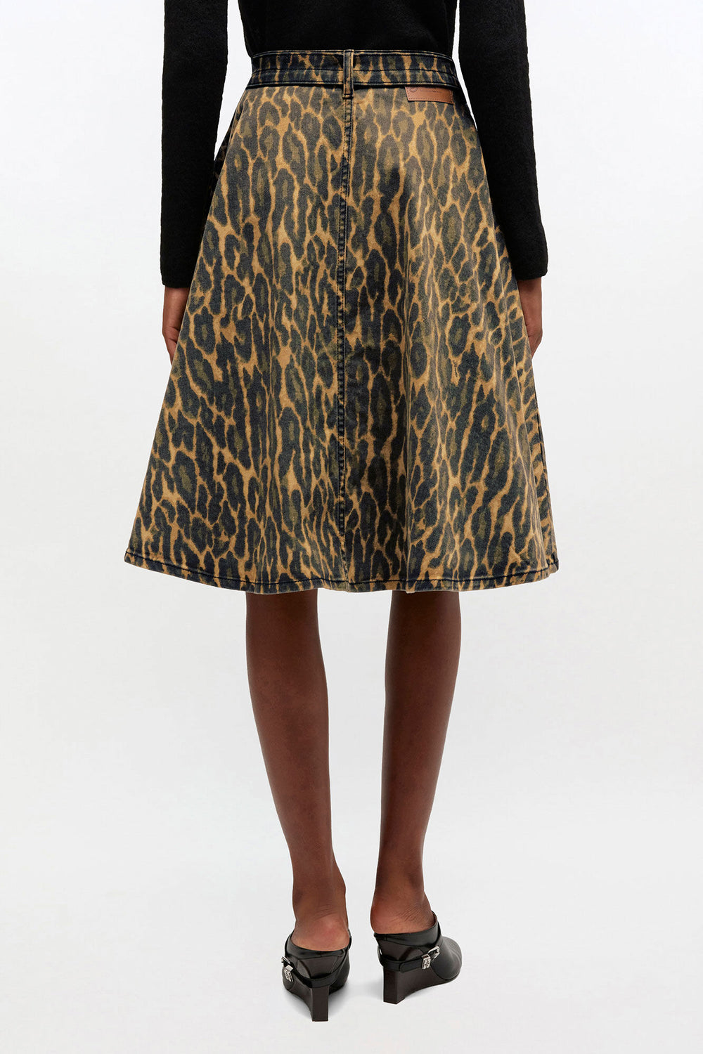 GANNI On Sale Leopard Denim Wrap Skirt