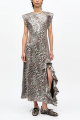 GANNI New Leopard Stretch Sequins Long Dress