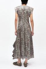 GANNI New Leopard Stretch Sequins Long Dress