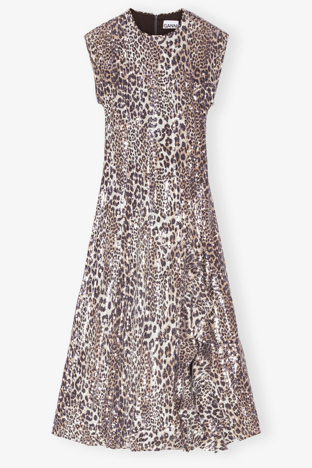 GANNI New Leopard Stretch Sequins Long Dress