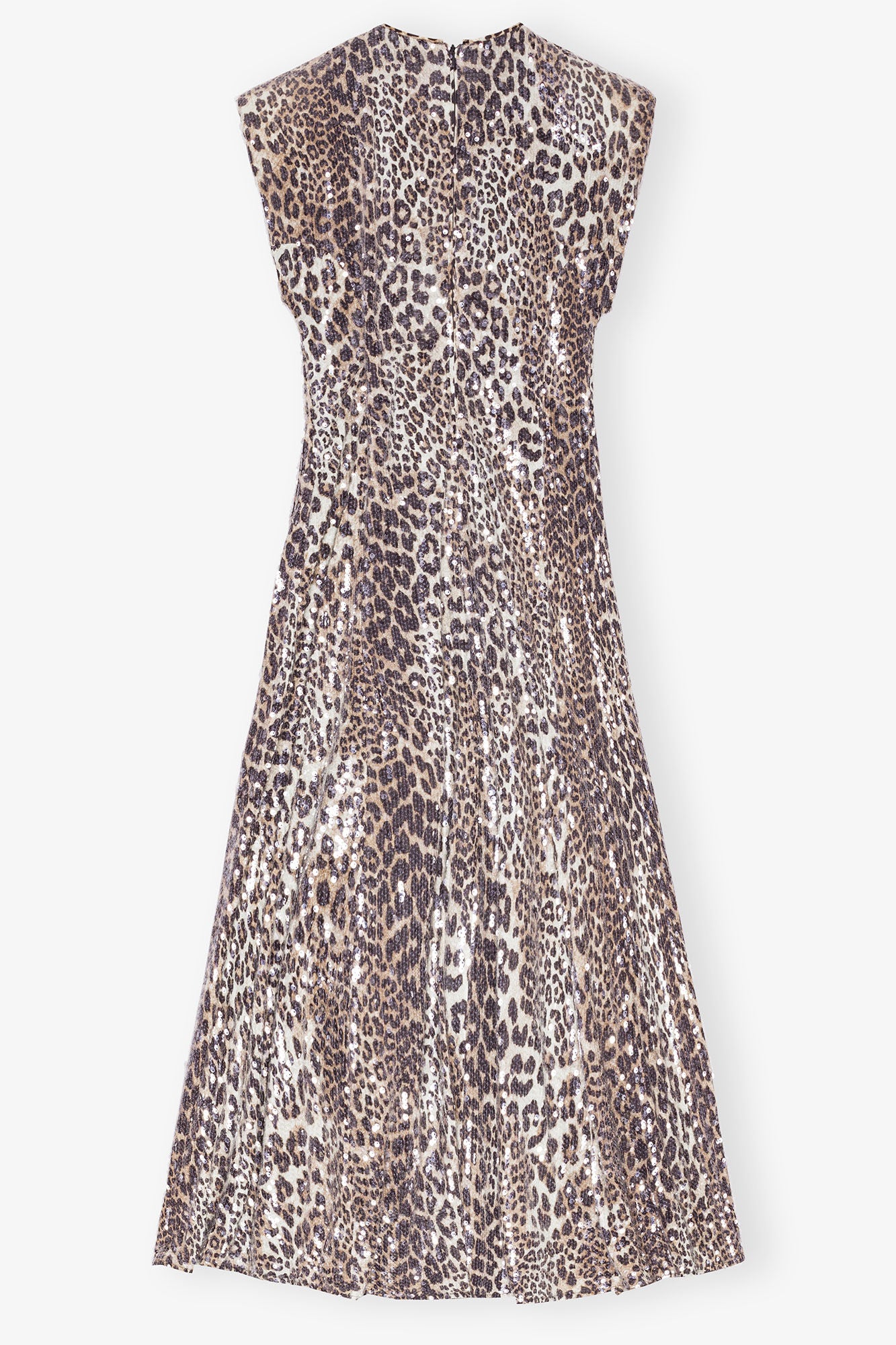 GANNI New Leopard Stretch Sequins Long Dress