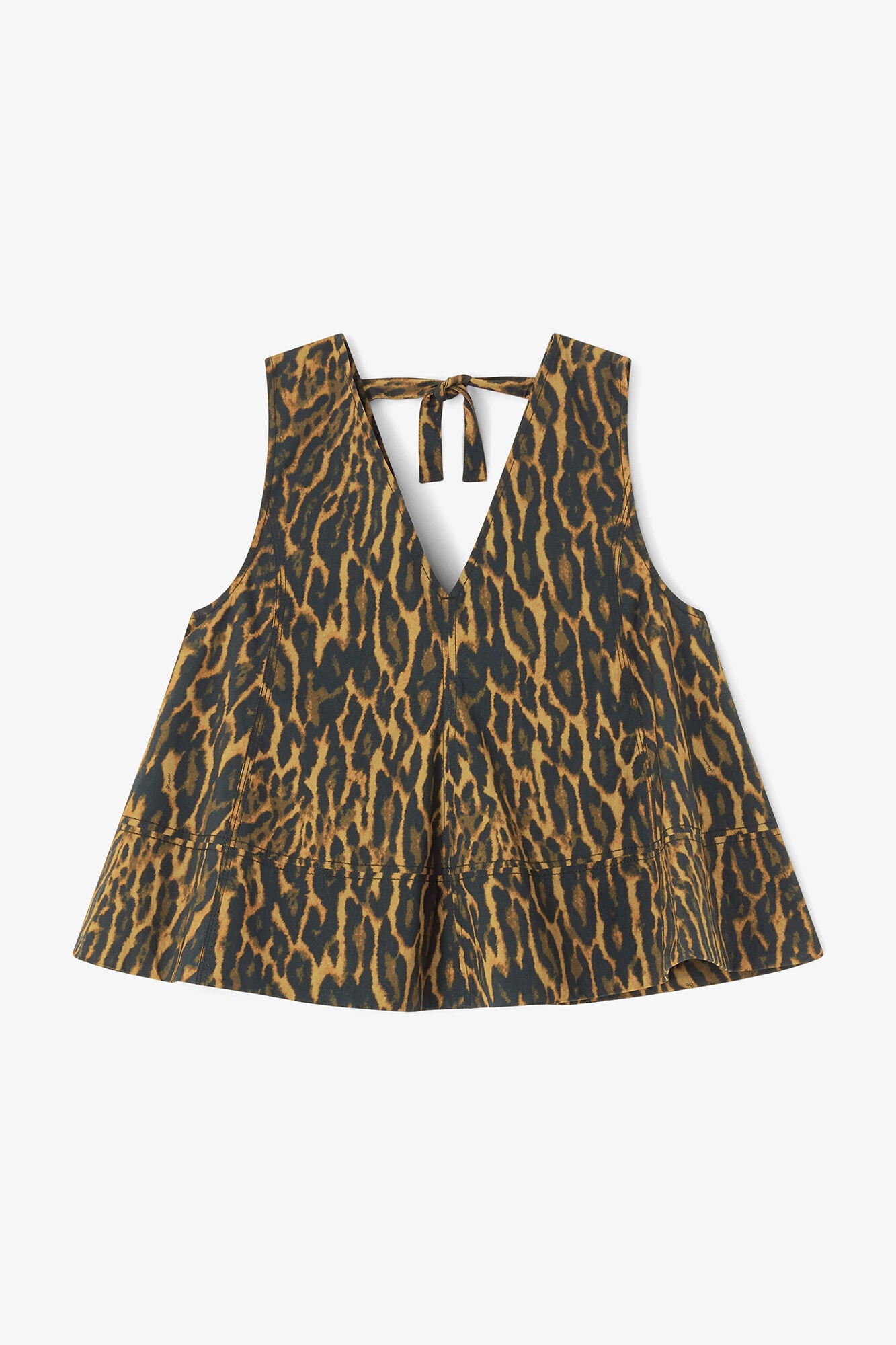 GANNI Sale Leopard Cotton A-line Top