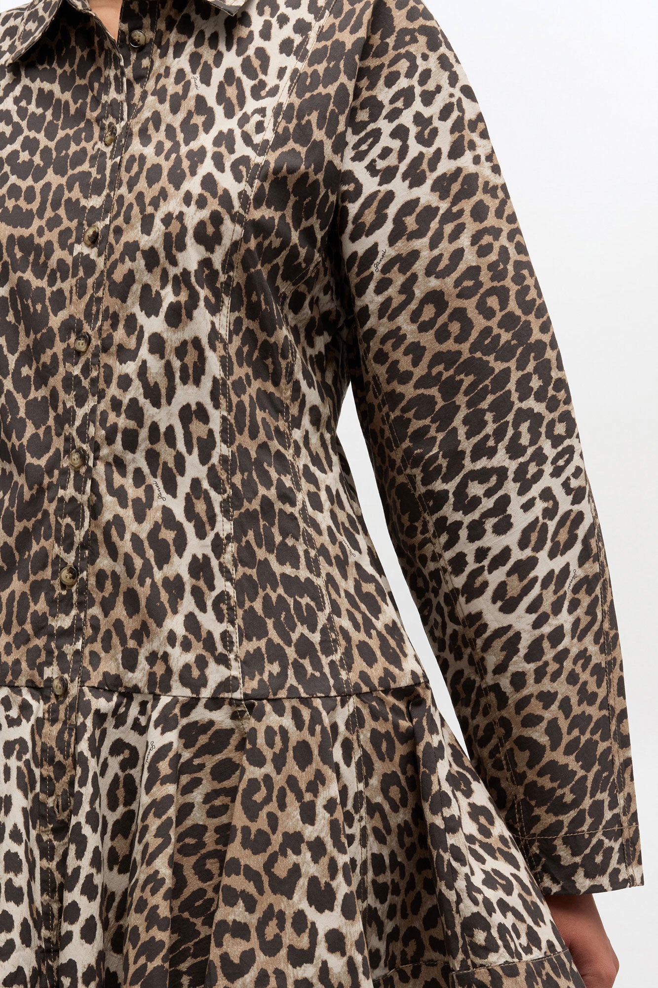 GANNI Hot Sale Leopard Shirt Dress