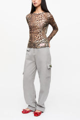 GANNI Sale Leopard Printed Mesh Long-sleeve Blouse