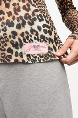 GANNI Sale Leopard Printed Mesh Long-sleeve Blouse