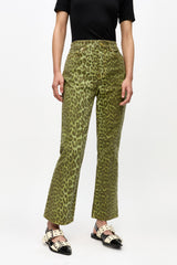 GANNI On Sale Green Leopard Betzy Jeans