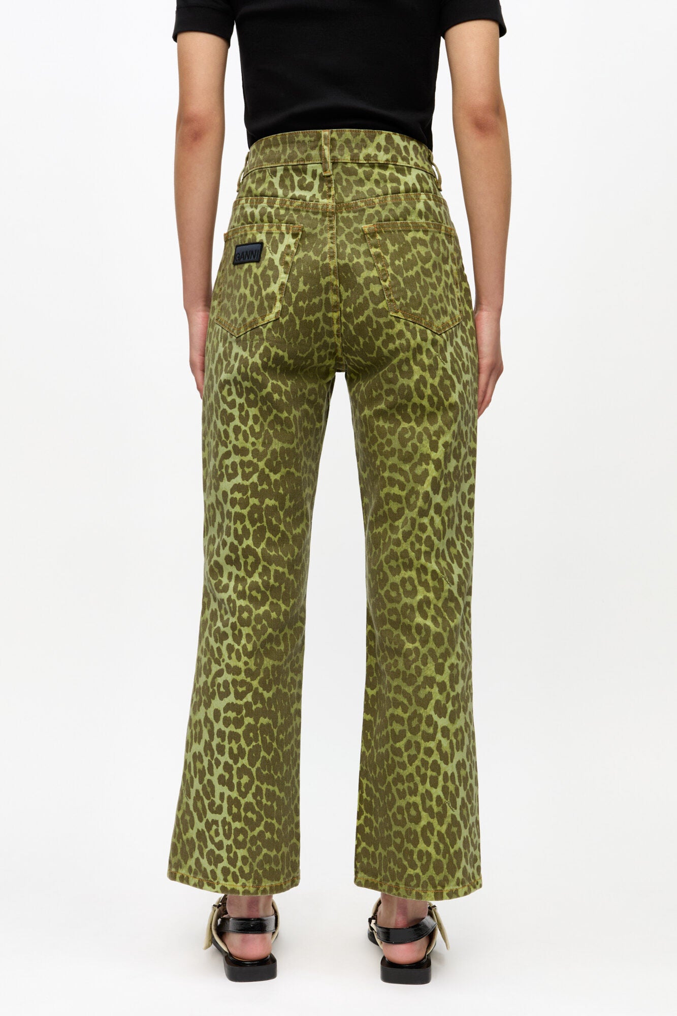 GANNI On Sale Green Leopard Betzy Jeans