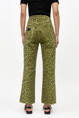 GANNI On Sale Green Leopard Betzy Jeans