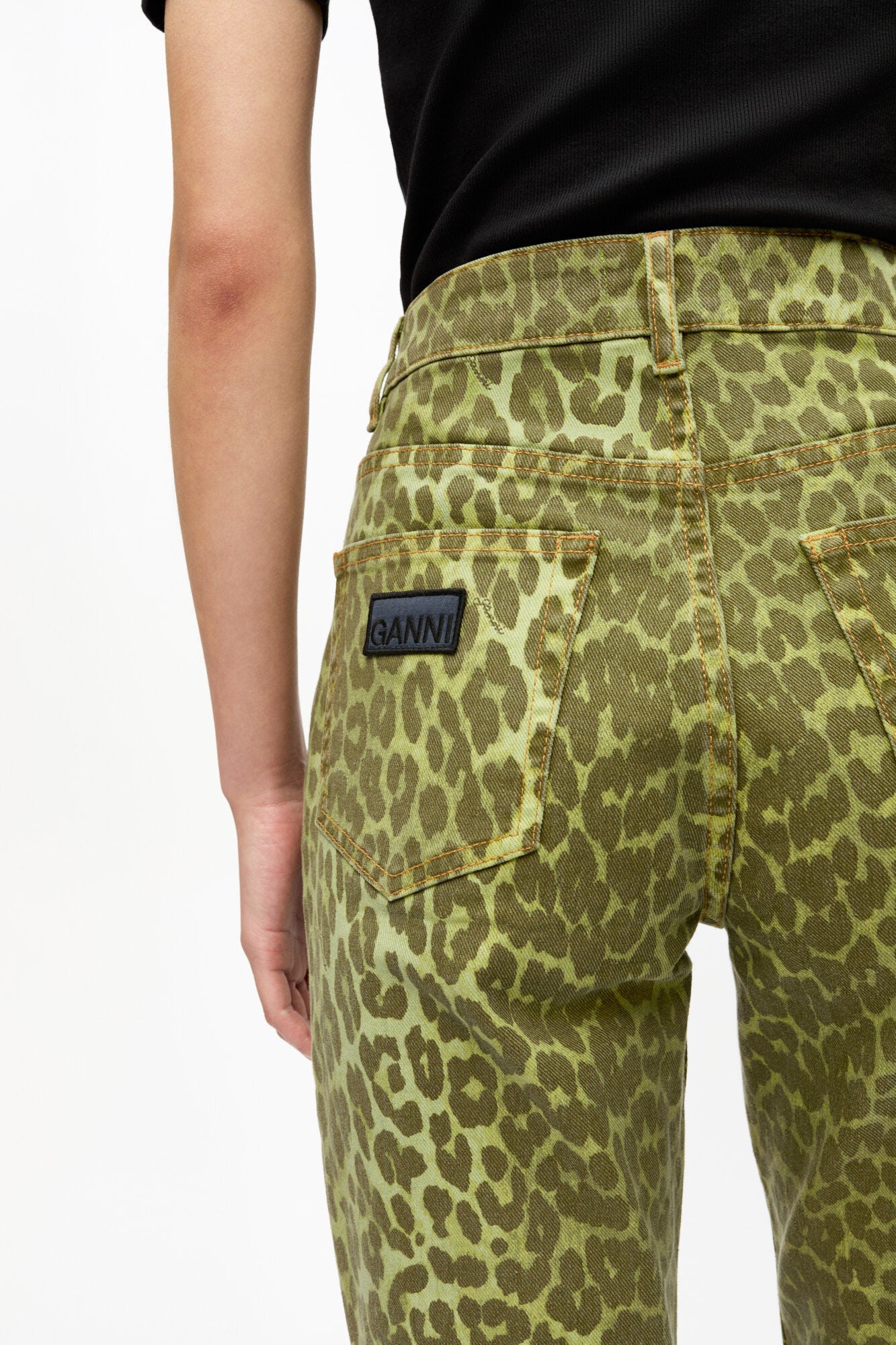 GANNI On Sale Green Leopard Betzy Jeans