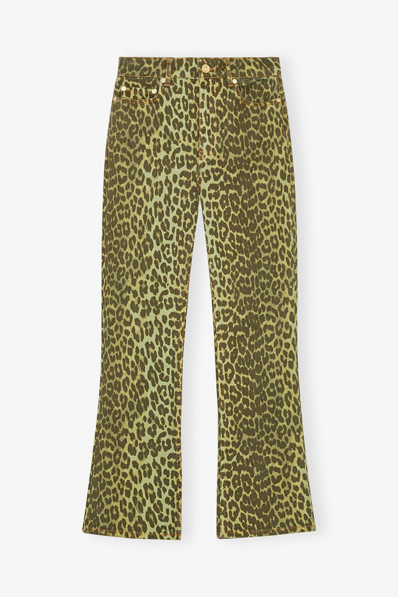 GANNI On Sale Green Leopard Betzy Jeans
