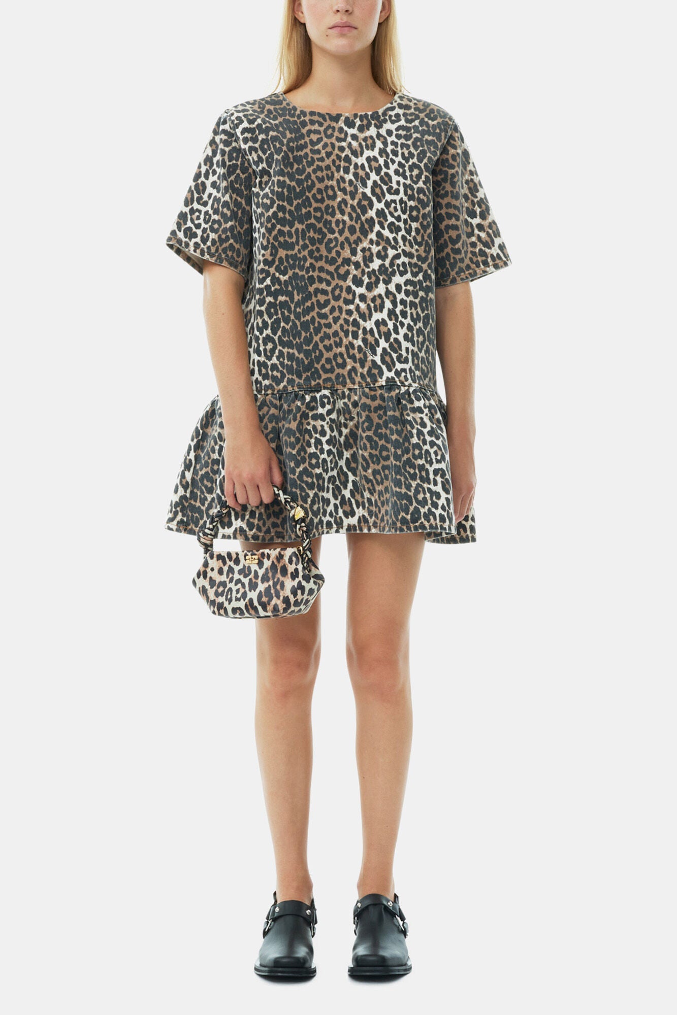GANNI For Sale Leopard Open-back Mini Denim Dress