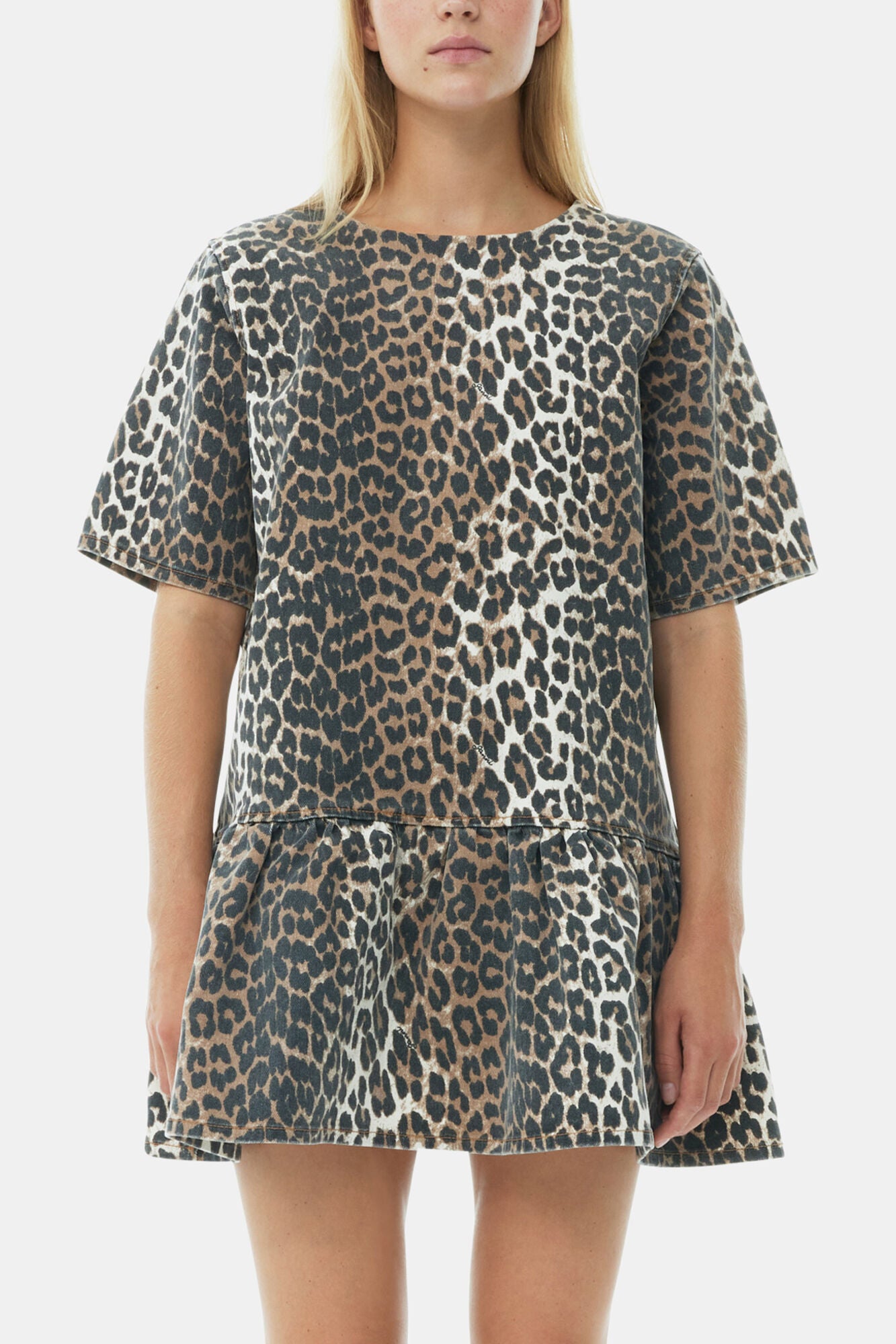 GANNI For Sale Leopard Open-back Mini Denim Dress