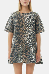 GANNI For Sale Leopard Open-back Mini Denim Dress
